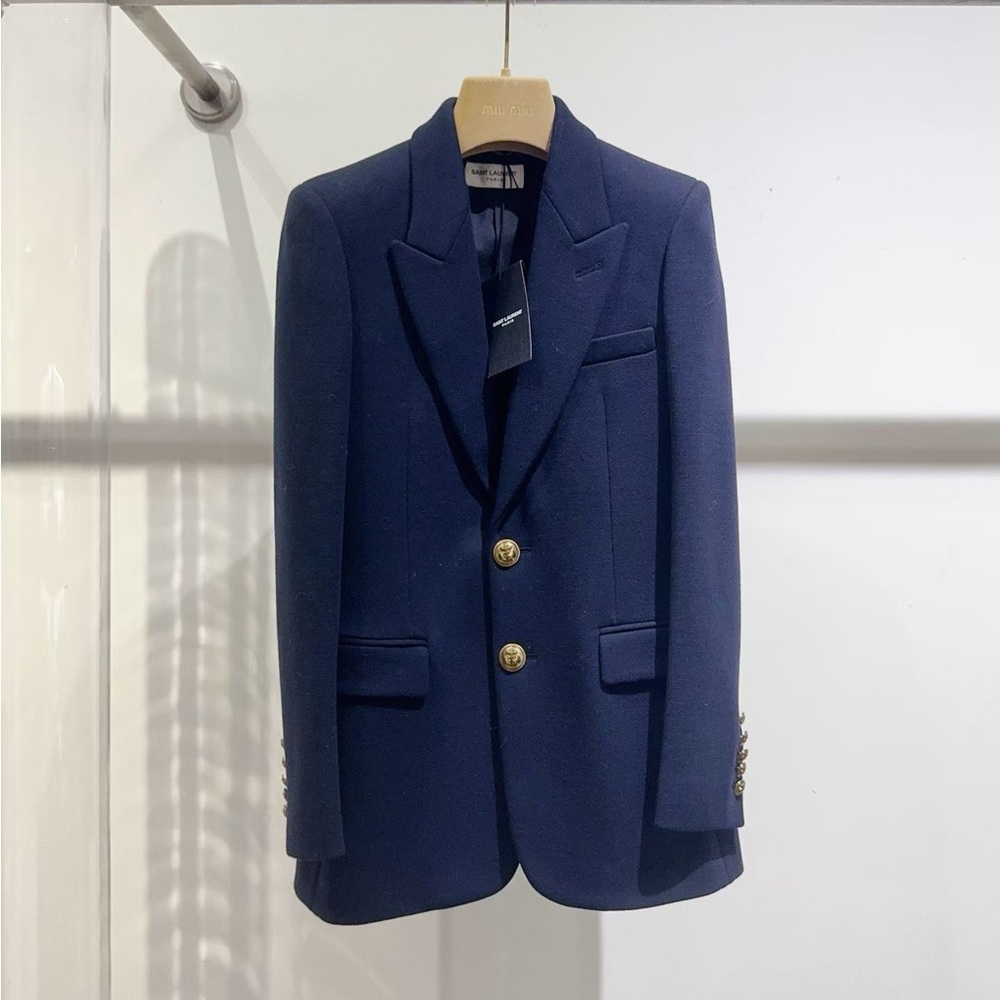 āsoldāš©steal authentic Saint Laurent Midnight Blue Blazer with Gold Buttons - Picture 1 of 5